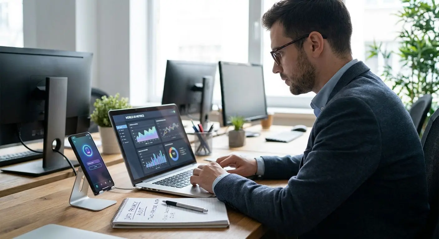 Analytik testuje mobilní rozhraní BetX na telefonu a notebooku