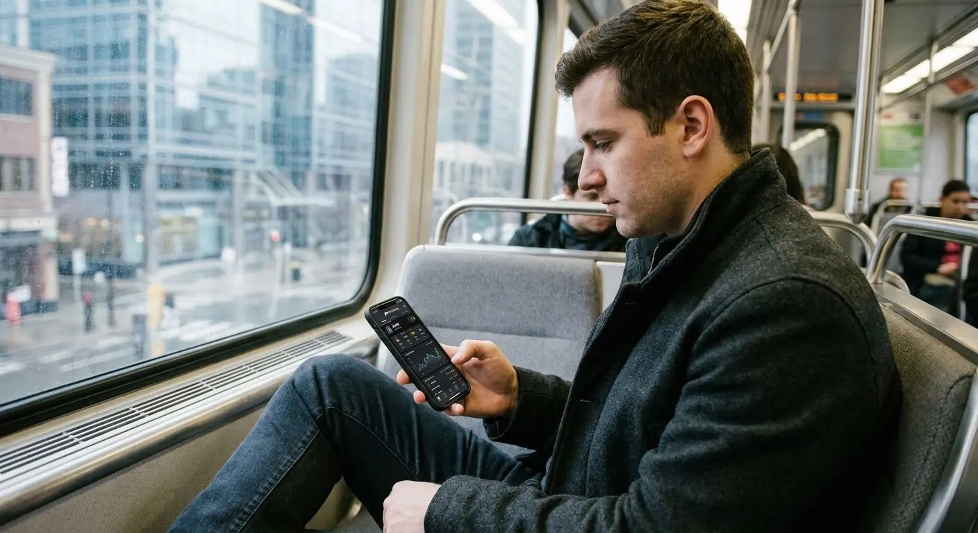Uživatel používá BetX na mobilu na cestách