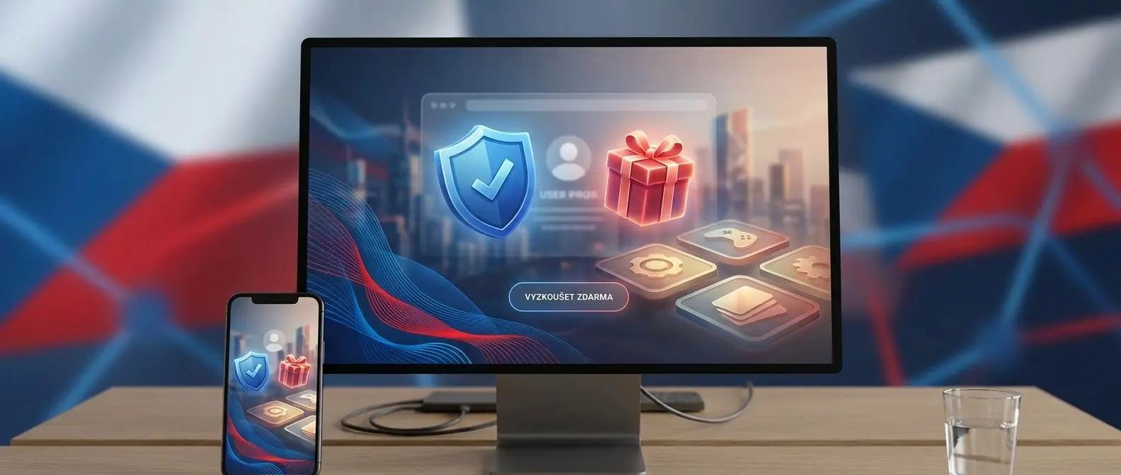Hero banner s motivem bezpečného vyzkoušení her bez vkladu v českém online prostředí
