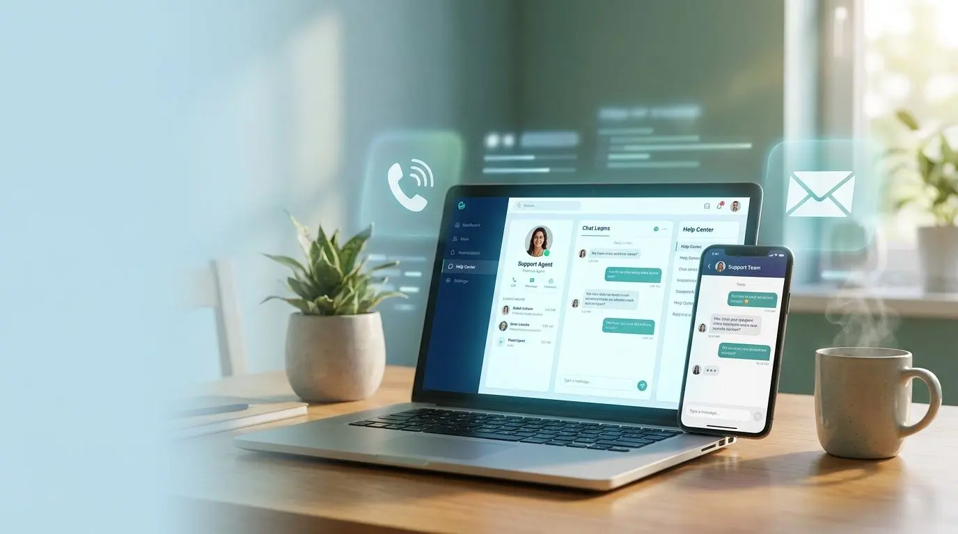 Online podpora s live chatem, telefonem a e-mailem pro rychlý kontakt
