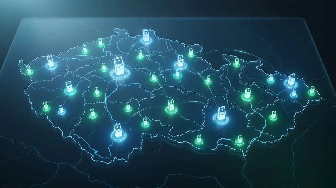 Mapa Česka s vyznačením rozmístění terminálů